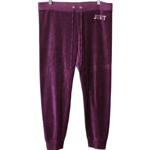 Juicy Couture Maroon & Gold Velour Jogger Pants Y2K Medium - Picture 1 of 12